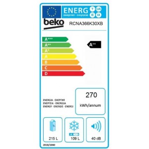 BEKO RCNA366K30XB Alulfagyasztós kombinált hűtőszekrény