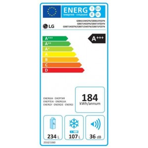 LG GBB71PZEFN Alulfagyasztós kombinált hűtőszekrény
