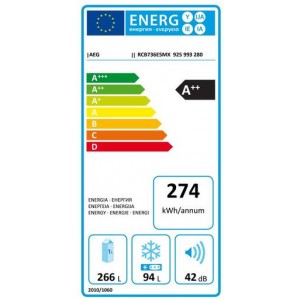 AEG RCB736E5MX Alulfagyasztós kombinált hűtőszekrény