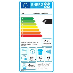 AEG T8DBG48W Hőszivattyús szárítógép