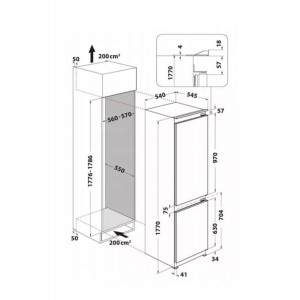 Whirlpool ART 66102 Beépíthető alulfagyasztós kombinált hűtőszekrény