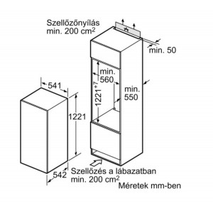 Bosch KIL24NFF0 Beépíthető hűtőszekrény fagyasztórekesszel