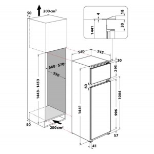 Whirlpool ART 3801 Beépíthető felülfagyasztós hűtőszekrény