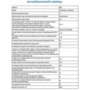 AEG T7DBE48W Hőszivattyús szárítógép, 8 kg