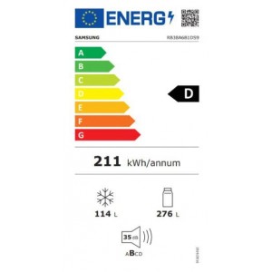 Samsung RB38A6B1DS9/EF Alulfagyasztós kombinált hűtőszekrény, Inox