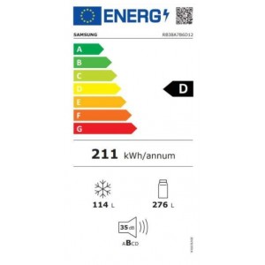 Samsung RB38A7B6D12/EF Alulfagyasztós kombinált hűtőszekrény, Fehér