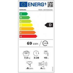 Samsung WW70AA626AE/LE Elöltöltős mosógép, fehér