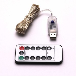 Iris 8 programos 10m/távirányítós/meleg fehér/100db LED-es/USB-s fénydekoráció 