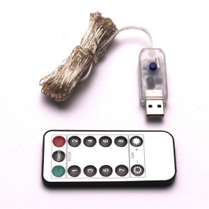 Iris 8 programos 10m/távirányítós/több színű/100db LED-es/USB-s fénydekoráció 