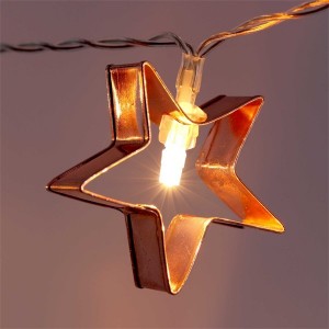 Iris Csillag+szív alakú fém/4m/meleg fehér/20db LED-es/3xAA elemes fénydekoráció 