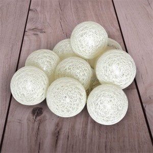 Iris Gömb alakú 6cm/színes fonott/1,5m/meleg fehér/10db LED-es/USB-s fénydekoráció 