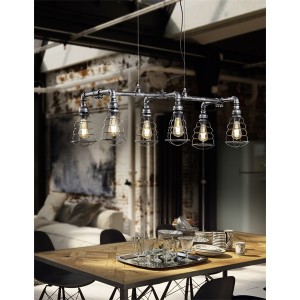 TRIO 307000688 GOTHAM 6 x E27 antik ezüst többágú függeszték 