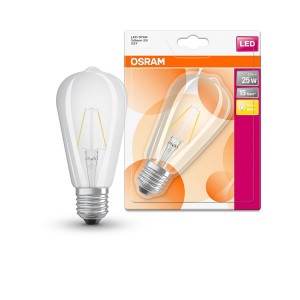Osram Star átlátszó üveg búra/2,5W/250lm/2700K/E27 LED Edison körte izzó 