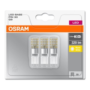 Osram Base műanyag ház/2,6W/320lm/2700K/G9 LED kapszula 3 db 