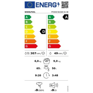 Whirlpool FFWDB 964369 SV EE elöltöltős mosó-szárítógép