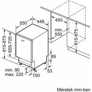 Bosch SPV2HMX42E Beépíthető mosogatógép, bútorlap nélkül