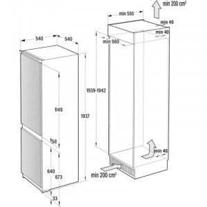 Gorenje RKI419FP1 beépíthető alulfagyasztós hűtőszekrény