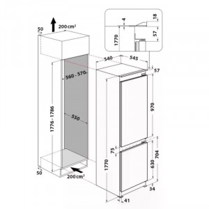 Whirlpool WHC18T322 Beépíthető alulfagyasztós hűtőszekrény