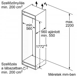 Bosch KIV87VFE0 Beépíthető alulfagyasztós hűtőszekrény