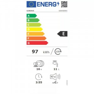 Gorenje GS643E90X Szabadonálló mosogatógép 16 teríték