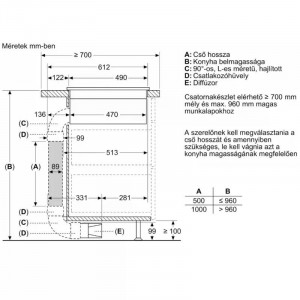 Bosch PVS611B16E Beépíthető Indukciós főzőlap beépített páraelszívóval Keret nélkül