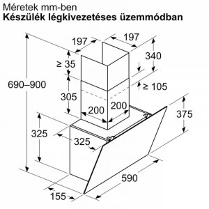 BOSCH DWK65DK60 Beépíthető kürtős páraelszívó
