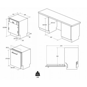 HAIER XS 4A4M4PB Integrált inverter mosogatógép, 14 teríték, 10 program