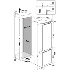 Whirlpool WHC20D013D1 Beépíthető alulfagyasztós hűtőszekrény