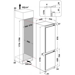 Whirlpool WHC18D011C1 SF Beépíthető alulfagyasztós hűtőszekrény