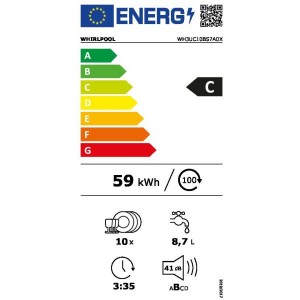 Whirlpool WH6PC11BS7A0 Beépíthető keskeny mosogatógép