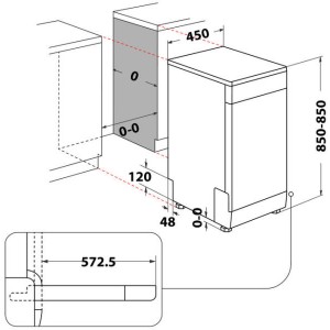 WHIRLPOOL WH6FB10BS7A0X Keskeny mosogatógép