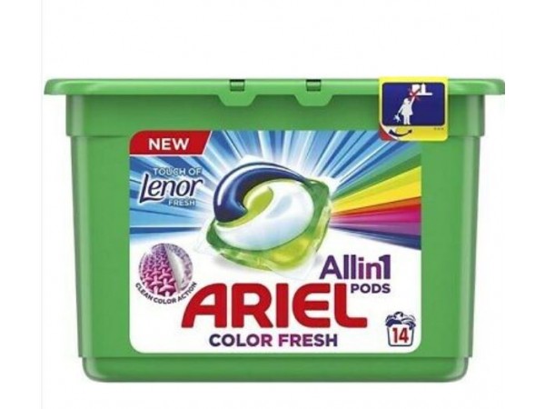 Ariel Pods Allin1 Touch of Lenor Color Fresh mosókapszula, 14 db Ariel Pods Allin1 Touch of Lenor Color Fresh mosókapszula, 14 db
