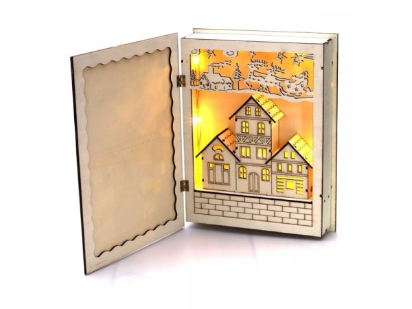 Iris Karácsonyi könyv mintás 44,5x30cm/meleg fehér LED-es fa kinyitható fénydekoráció Iris Karácsonyi könyv mintás 44,5x30cm/meleg fehér LED-es fa kinyitható fénydekoráció