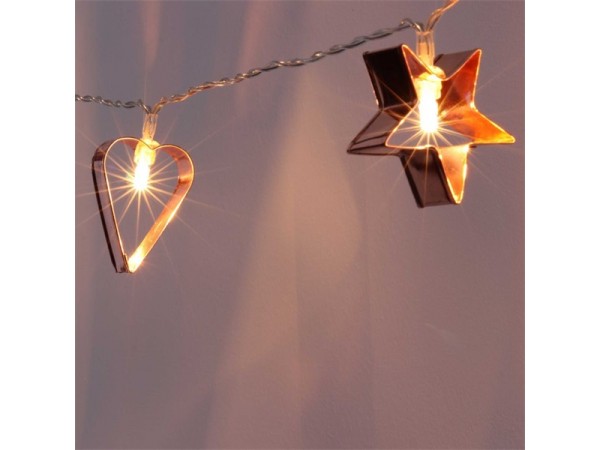 Iris Csillag+szív alakú fém/4m/meleg fehér/20db LED-es/USB-s fénydekoráció Iris Csillag+szív alakú fém/4m/meleg fehér/20db LED-es/USB-s fénydekoráció