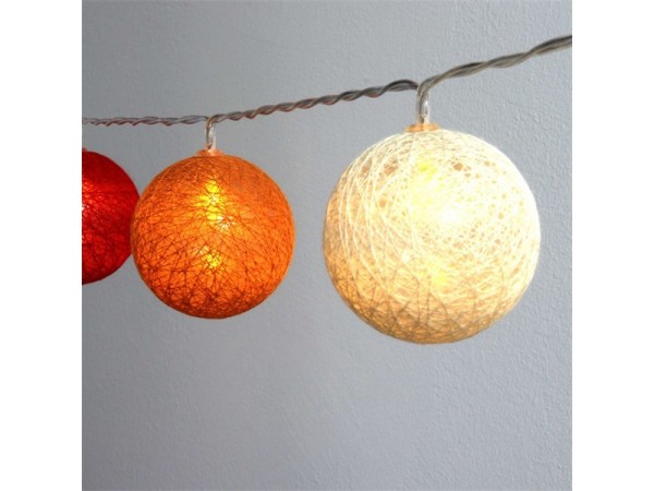 Iris Gömb alakú 6cm/színes fonott/3m/piros-narancs-meleg fehér/20db LED-es/USB-s fénydekoráció Iris Gömb alakú 6cm/színes fonott/3m/piros-narancs-meleg fehér/20db LED-es/USB-s fénydekoráció