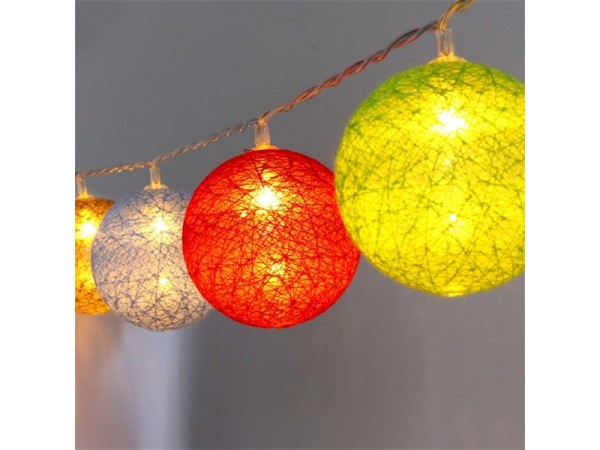 Iris Gömb alakú 6cm/színes fonott/3m/barna-piros-kék-zöld/20db LED-es/USB-s fénydekoráció Iris Gömb alakú 6cm/színes fonott/3m/barna-piros-kék-zöld/20db LED-es/USB-s fénydekoráció