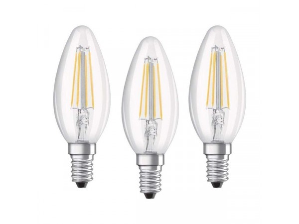 Osram Base átlátszó üveg búra/4W/470lm/4000K/E14/dobozos LED gyertya izzó 3 db Osram Base átlátszó üveg búra/4W/470lm/4000K/E14/dobozos LED gyertya izzó 3 db