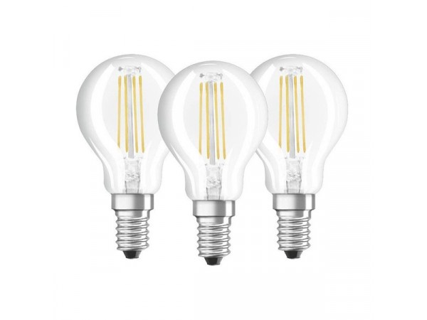 Osram Base átlátszó üveg búra/4W/470lm/2700K/E14 LED kisgömb izzó 3 db Osram Base átlátszó üveg búra/4W/470lm/2700K/E14 LED kisgömb izzó 3 db