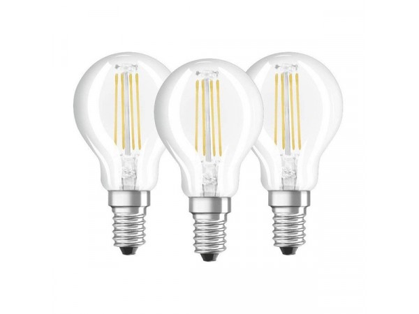 Osram Base átlátszó üveg búra/4W/470lm/4000K/E14 LED kisgömb izzó 3 db Osram Base átlátszó üveg búra/4W/470lm/4000K/E14 LED kisgömb izzó 3 db
