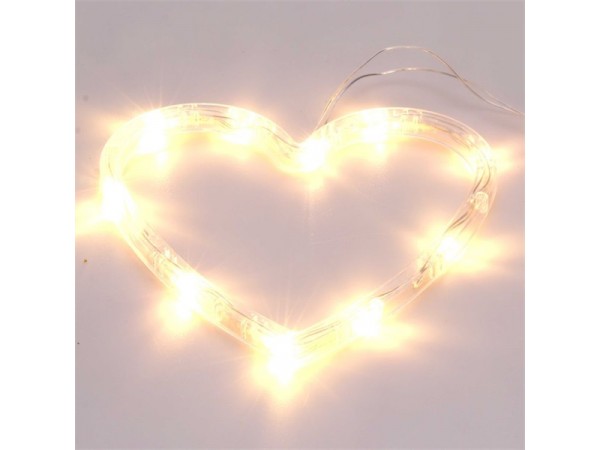 Szív alakú 16x17cm/meleg fehér LED-es tapadókorongos fénydekoráció 
