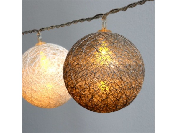 Iris Gömb alakú 6cm/színes fonott/4,5m/szürke-fehér/30db LED-es/USB-s fénydekoráció Iris Gömb alakú 6cm/színes fonott/4,5m/szürke-fehér/30db LED-es/USB-s fénydekoráció