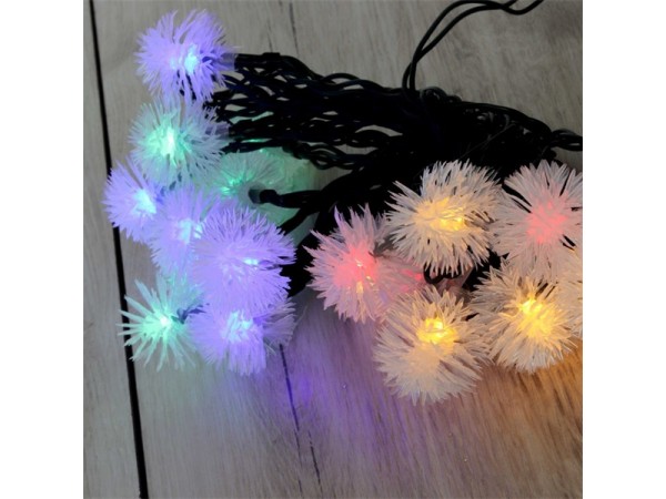 Zúzmara alakú 3cm/5m/IPX3 szabványos/több színű/20db LED-es/napelemes fénydekoráció 