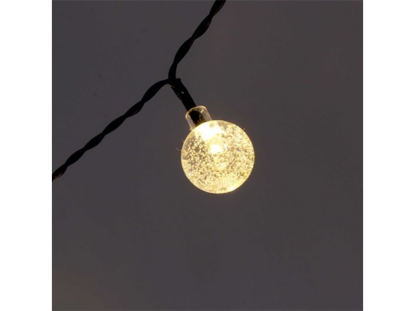 Iris Buborékgömb alakú 23mm/8 programos/6,5m/IPX3 szabványos/meleg fehér/30db LED-es/napelemes fénydekoráció 