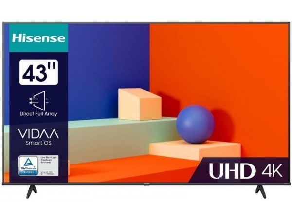 HISENSE 43A6K 4K UHD Smart LED televízió, fekete HISENSE 43A6K 4K UHD Smart LED televízió, fekete