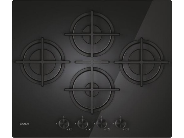 CANDY CVG6DTB Beépíthető gáz főzőlap 60cm, fekete, 3+1 wok égő, öntöttvas rács, "Diamond" konfiguráció